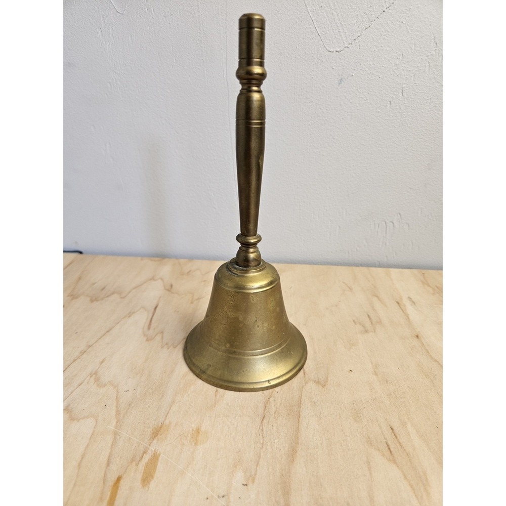 Vintage 1985 Walmart Brass Hand Bell Taiwan School Dinner Decor Collectible